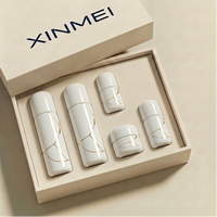 Ensemble d'emballages cosmétiques à dégradé de couleurs uniques, pot à crème pour le visage vide personnalisé imprimé, flacon de lotion en verre pour soins de la peau avec pompe