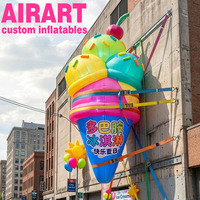 Ballon gonflable coloré en forme de crème glacée pour l'été, grand modèle gonflable de gâteau et de dessert, crème glacée gonflable pour la publicité