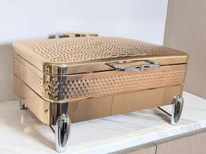 Plats à chafing en acier inoxydable martelé or rose de 6 litres pour la restauration, plats de service pour les fêtes et les grands événements - Product Image 6