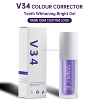 Dentifrice blanchissant violet V34, saveur menthe, 30 ml, en flacon, pour des dents éclatantes, rafraîchissant buccal, élimine les taches jaunes des dents