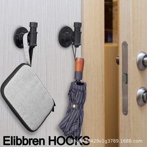 Industrial Style Wall Mounted Coat <b>Rack</b> Black Heavy Duty Round Hook For Farmhouse Decor - Product Image 3