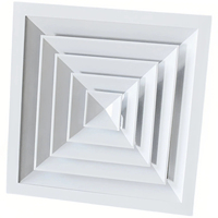 Diffuseur d'air carré à 4 voies pour plafond, grille de ventilation HVAC en aluminium durable, tailles personnalisées disponibles