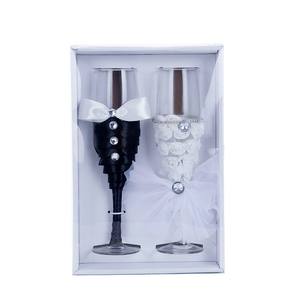 Ensemble de verres à vin pour <span class=keywords><strong>robe</strong></span> de mariage verres à champagne verres à la mode à pieds hauts fournitures et cadeaux de mariage - Product Image 1