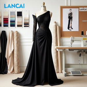 Fabricant OEM de vêtements pour femmes sur mesure, Robe de soirée pour femmes en satin et dentelle, style corset épaules dénudées, mode décontractée et sexy pour les soirées - Product Image 1