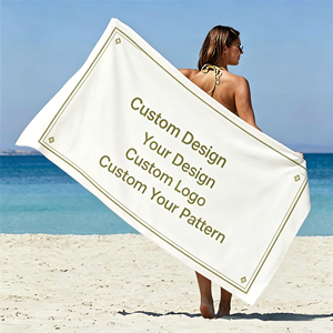 Serviette de plage en coton épaisse à imprimé personnalisé, grande taille XL - Product Image 1