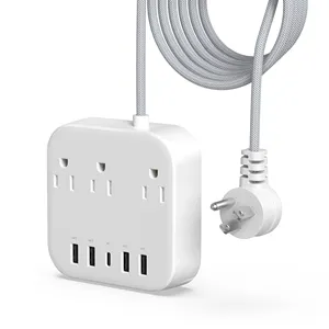 3 AC Outlet Extension Cord Overload Protection Electric Plug extender Universal USB power socket USA Power Strip