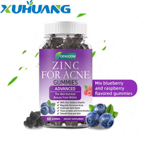 Gummies véganes premium au zinc et aux vitamines pour le soutien de l'acné chez l'adulte, bonbons gélifiés sans sucre, personnalisables OEM/ODM