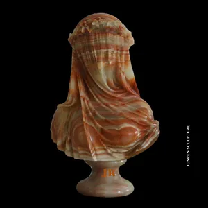 Sculpture Art White Marble Veiled Lady Bust Statue For Sale