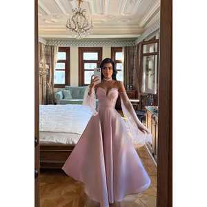 Vestido de Fiesta Rosa Palo sin Tirantes, Corte Imperio, Línea A, con Encaje en Capas y Decoraciones Florales, Largo hasta el Suelo, Talla XL - Product Image 2