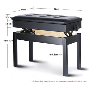 Silla de <span class=keywords><strong>Piano</strong></span> Doble BA-223 de HEBIKUO Factory Outlet, Altura Ajustable, Fácil de Limpiar, de Cuero, Cómoda, con Librero - Product Image 2