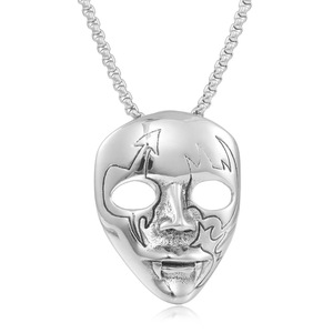 Pendentif masque en acier inoxydable, design géométrique, collier unisexe pour hommes et femmes - Product Image 5