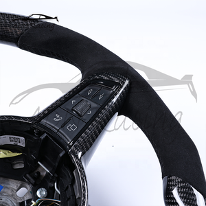 Volante Personalizado de Fibra de Carbono y Alcántara Italiana para Alfa Romeo Giulia QV Stelvio 2015-2020 con Botón de Encendido - Product Image 4