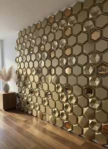 Specchio moderno 3d pannelli parete <span class=keywords><strong>Pvc</strong></span> <span class=keywords><strong>piastrelle</strong></span> <span class=keywords><strong>in</strong></span> plastica dorata - Product Image 5