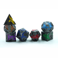 Ensemble de dés en métal Dragon arc-en-ciel coloré 7 pièces 16mm en alliage de Zinc D20 polyédrique pour les jeux du MDN Logo personnalisé