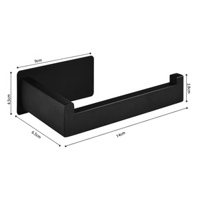 Portarrollos <span class=keywords><strong>de</strong></span> papel higiénico <span class=keywords><strong>de</strong></span> acero inoxidable OEM 304, colgante <span class=keywords><strong>de</strong></span> <span class=keywords><strong>pared</strong></span> no perforado, negro, para uso en cocina y baño - Product Image 2