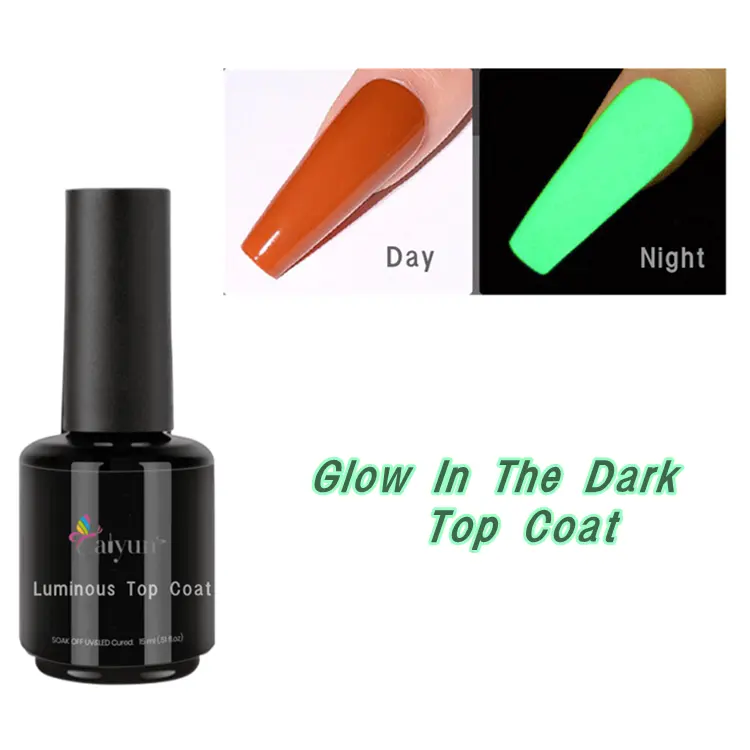 Verified Suppliers Private Label 15Ml Clear Nail Gel Polish Top Coat Glow In The Dark Top Coat