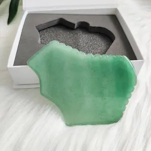 绿色Aventurine Gua Sha绿色Aventurine自我护理面部美容工具皮肤刮脸，背部，颈部，手臂按摩器