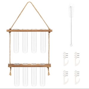 HYINDOOR Classique Écologique Hydroponique Station <span class=keywords><strong>De</strong></span> Propagation Des Plantes 8 Tubes Tube À Essai Vase Verre Planteur <span class=keywords><strong>Sapin</strong></span> Bois Pots <span class=keywords><strong>De</strong></span> Fleurs - Product Image 6