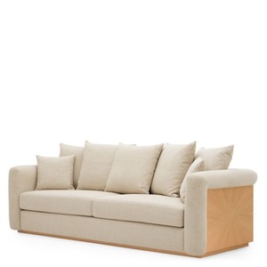 Divani Minimalisti in Tessuto <span class=keywords><strong>Ecru</strong></span> e Impiallacciatura di Quercia Naturale, Sedie Moderne di Lusso, <span class=keywords><strong>Divano</strong></span> per Soggiorno - Product Image 1