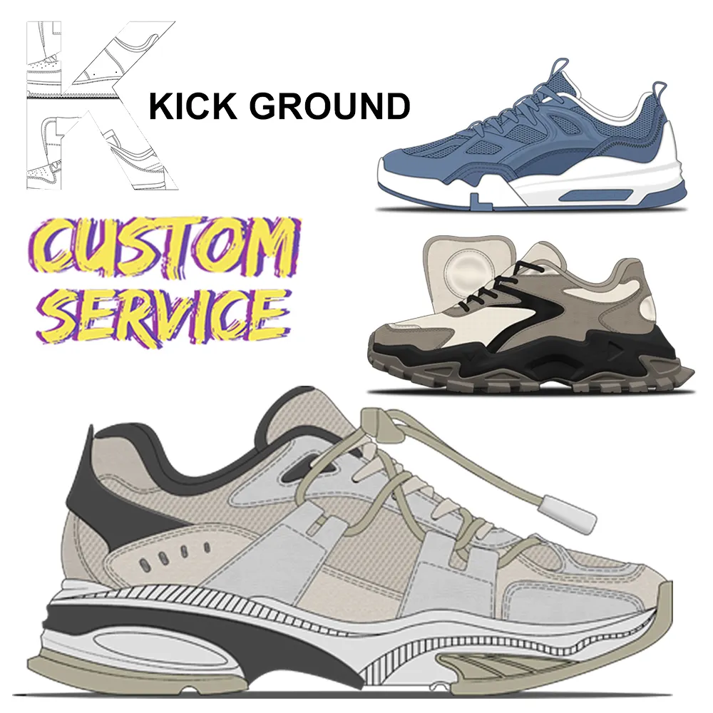 KICK GROUND produttore Low MOQ Design gratuito sport Logo personalizzato Sneakers basket Walking Style scarpe da corsa da uomo