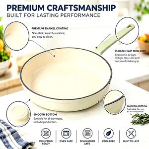 Poêle à frire ronde en fonte légère émaillée pour cuisinières à gaz et à induction, idéale pour les acheteurs de matériel de restauration et de <span class=keywords><strong>cuisine</strong></span> professionnelle - Product Image 5