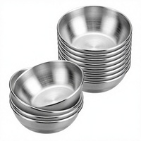 Bol à sauce en acier inoxydable poli de 3,2 pouces, 4 oz, motif végétal, empilable, mini bols à assaisonnement et assiettes à sauce