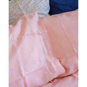 <b>Pink</b> Linen <b>Double</b> Bed Fitted and Flat Sheets <b>Bedding</b> Set - Product Image 5