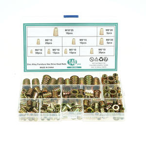 Connecteur de meubles en alliage de zinc et acier au carbone, tête plate, entièrement fileté, écrou à insérer M4 M5 M6 M8, vis à bois, finition zinguée - Product Image 2
