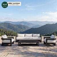 Canapé d'extérieur en alliage d'aluminium de haute qualité, mobilier de jardin pour villa, résistant à l'eau, pour cours, terrasses d'hôtel et jardins