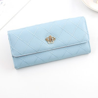 2024 terbaru mahkota logam panjang wanita dompet mewah wanita Pu kulit tempat kartu Clutch dompet tas untuk wanita
