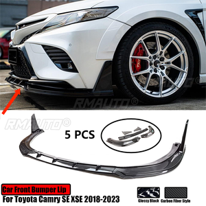 สำหรับ Toyota Camry SE XSE 2018-2023 ชุดแต่งกันชนหน้า สปอยเลอร์ ดิฟฟิวเซอร์ วิงเล็ท ลายคาร์บอนไฟเบอร์ สีดำเงา 5 ชิ้น - Product Image 1