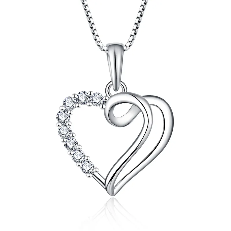 Personalized custom 925 silver 3A zircon heart necklace Argent wholesale korean zirconia jewelry wholesale jewelry necklace