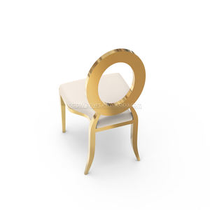 Venta al por mayor, silla de comedor de acero inoxidable dorado de diseñador de eventos reales de lujo a la venta - Product Image 6