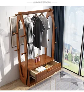 कपड़े हैंगर मंजिल बेडरूम ठोस लकड़ी कोट रैक सरल आधुनिक दराज के साथ कमरे भंडारण पिछलग्गू बेडरूम फर्नीचर सेट