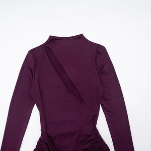 Viviblook Y25DS461 femmes automne hiver nouvelle couleur unie Sexy coupe ajustée poitrine évider Maxi robe de soirée pour les femmes - Product Image 5