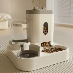 Zenidoo 2-in-1 Adjustable Modern Plastic Cat Dog Food <b>Water</b> <b>Dispenser</b> <b>Automatic</b> Gravity Feeder Bowl Non-Leak 3.3L Capacity - Product Image 1