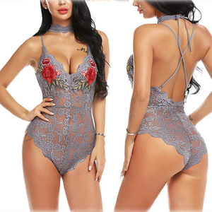 Commerce électronique transfrontalier, commerce extérieur européen et américain, nouveau style de combinaison sexy imprimée en dentelle pour femme, vente en gros d'usine. - Product Image 4