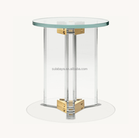 Hot Sale Luxus Clubhaus Karten raum Indoor Outdoor High-End-Möbel LAZIO ACRYL UND GLAS RUND SEITEN TISCH
