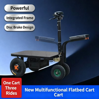Chariot Électrique Portable à Plateforme 500KG avec Poignée Pliable et 4 Roues pour le Shopping et le Déplacement de Marchandises