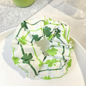 St. Patrick’s Day <b>Green</b> Satin <b>Silk</b> Hair Scrunchies Shamrock Elastic Hair Ties Festival Hair Accessories for Women - Product Image 2