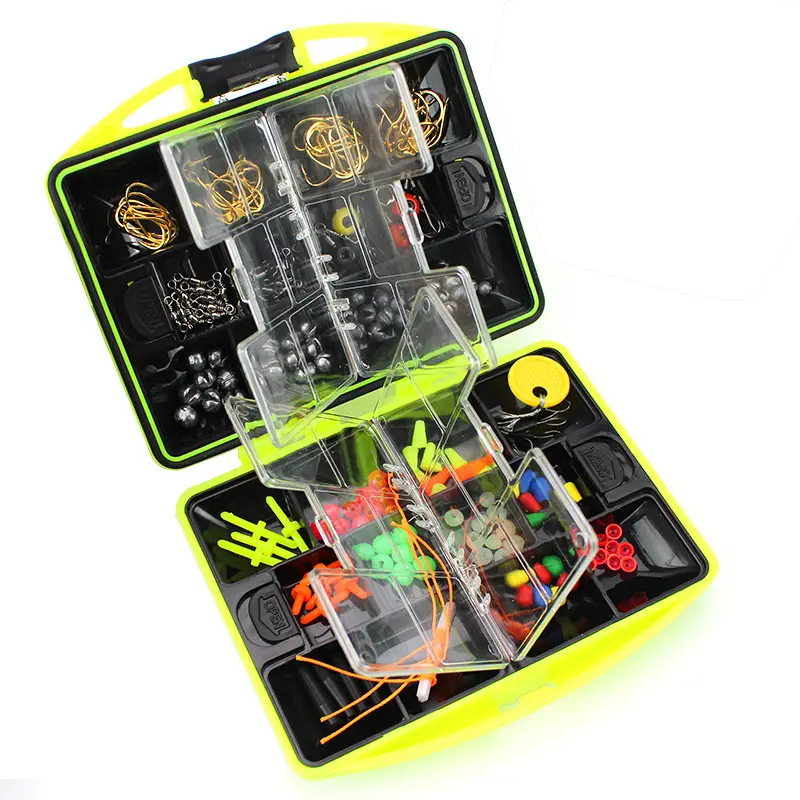 184pcs Outdoor Fishing Tool Set Box Fishing Beads Lure Bait Jig Hook Swivels Tackle With 24 Compartments Fishing Accessories Kit