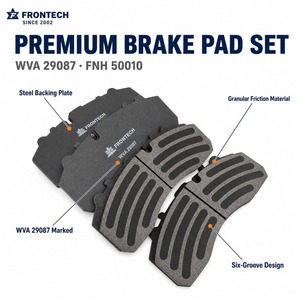 Jeu de plaquettes de frein pour camion avec capteur d'usure et <span class=keywords><strong>plaque</strong></span> de support en acier pour camion de fret, tracteur, remorque, faible bruit - Product Image 2