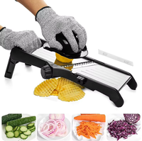 RVS PP Handmatige Mandoline Multifunctionele Verstelbare Keukenmes Rasp, Aardappel- en Uiensnijder Anti-snijhandschoenen