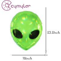 Ballon en feuille d'aluminium vert CYmylar en forme de tête d'extraterrestre, thème UFO, décoration de fête d'anniversaire, globos, ballons personnalisés