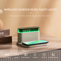 Accessoires audio pour la maison, haut-parleur Bluetooth 4 en 1 avec chargeur sans fil, réveil, lampe chaude et colorée et support de téléphone