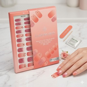 <span class=keywords><strong>Uñas</strong></span> de Gel Semi-Curadas Sin UV y No Tóxicas con Detalles de Patrón de Corazón para Suministro de Salón de Alta Gama, Duración de hasta 14 Días - Product Image 1