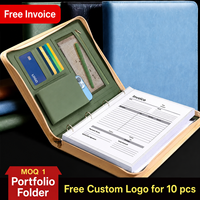 Carpeta de Anillas de Cuero Personalizada, Portafolio Portátil con Cierre, Soporte para Teléfono, Bolsillo de Malla y Logotipo, para Contadores, Oficina y Reuniones