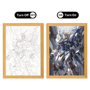 Light up Peinture Anime Personnage GUNDAM Cadre En Bois Affiche Led Bandes Ombre Boîte À Lumière Art Peinture Avec 3 Couleur veilleuse - Product Image 1