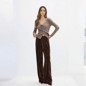 <span class=keywords><strong>Pantalon</strong></span> en <span class=keywords><strong>velours</strong></span> pour <span class=keywords><strong>femme</strong></span> taille élastique jambe large <span class=keywords><strong>pantalon</strong></span> de salon décontracté <span class=keywords><strong>pantalon</strong></span> d'air stretch froissé pour <span class=keywords><strong>femme</strong></span> paresseux ample droit pour l'automne - Product Image 1