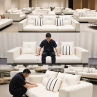 Canapé textile trois places minimaliste de la marque JM |   Canapé rembourré pour salon, usage domestique, vente en gros